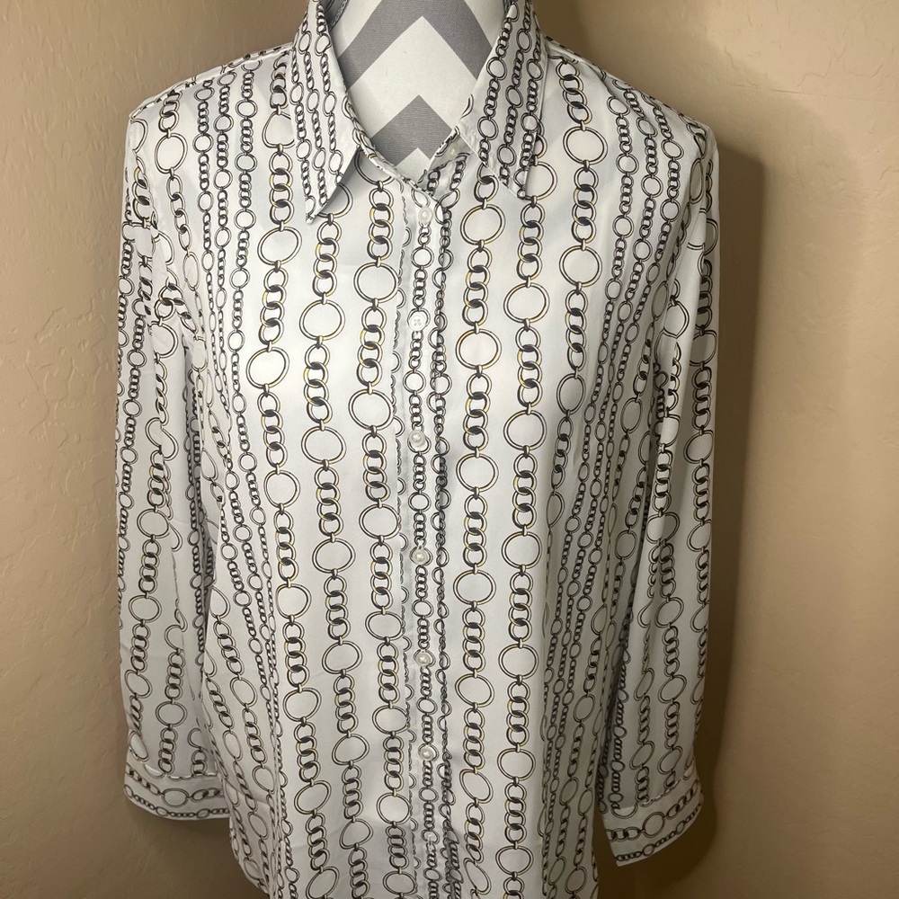 Banana Republic White Print Shirt